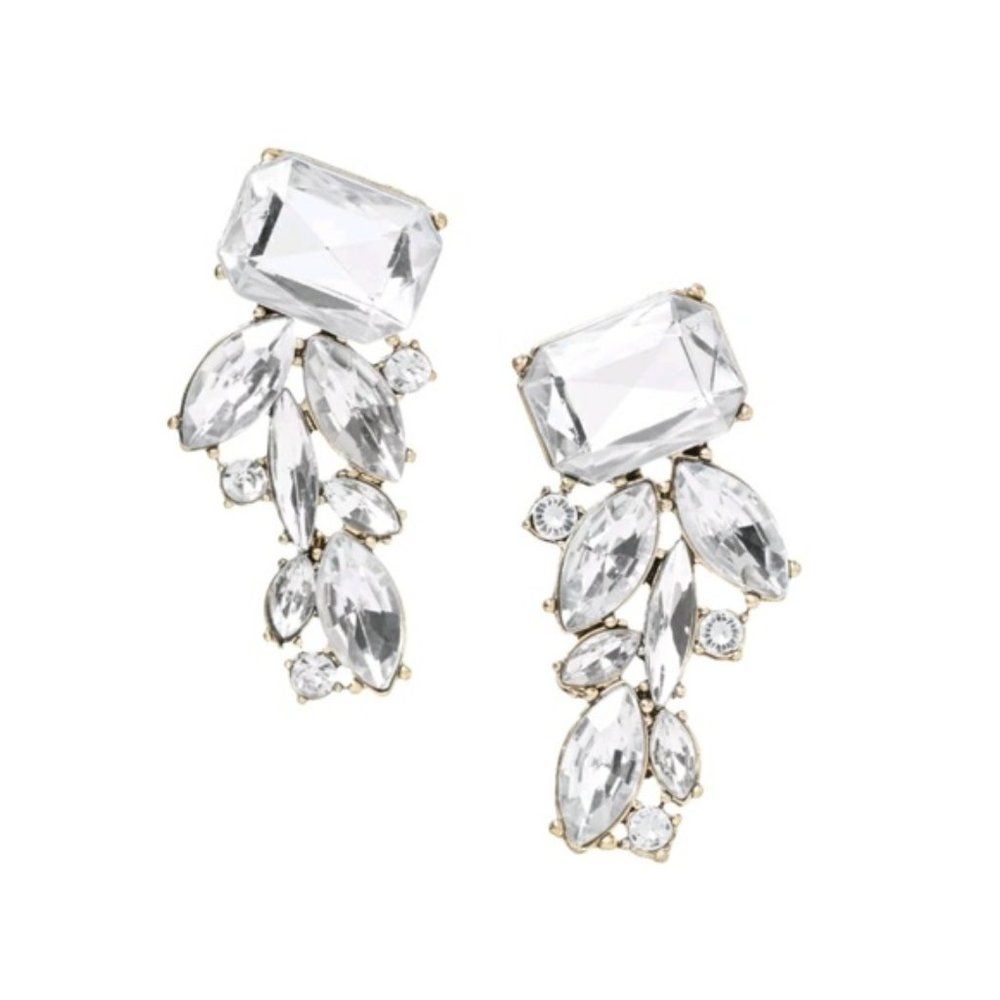Banana Republic Crystal Wing earrings Statement Gold Clear NWT 49